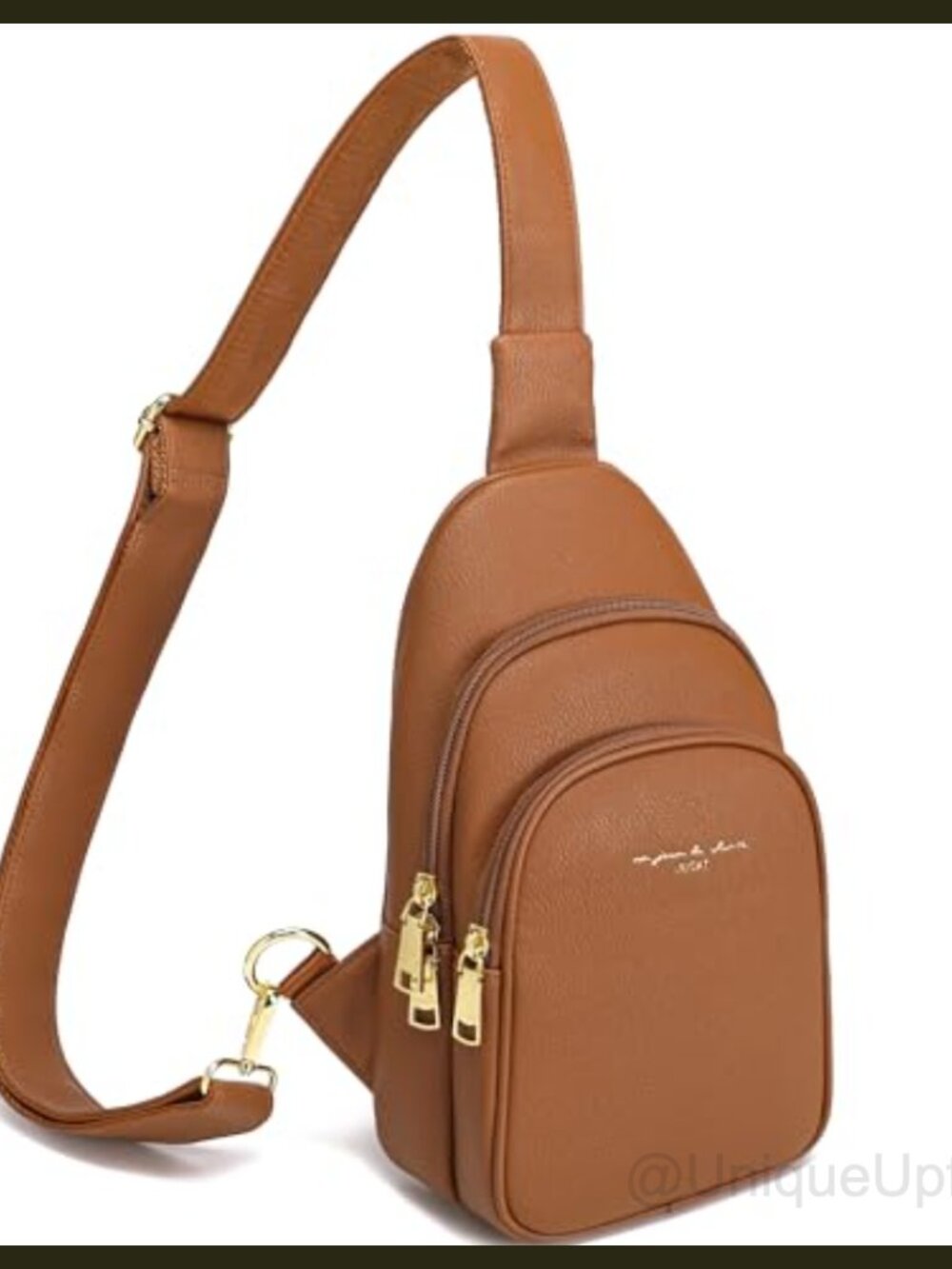 Faux Leather Crossbody Sling Bag Small Hands-Free Adjustable Strap